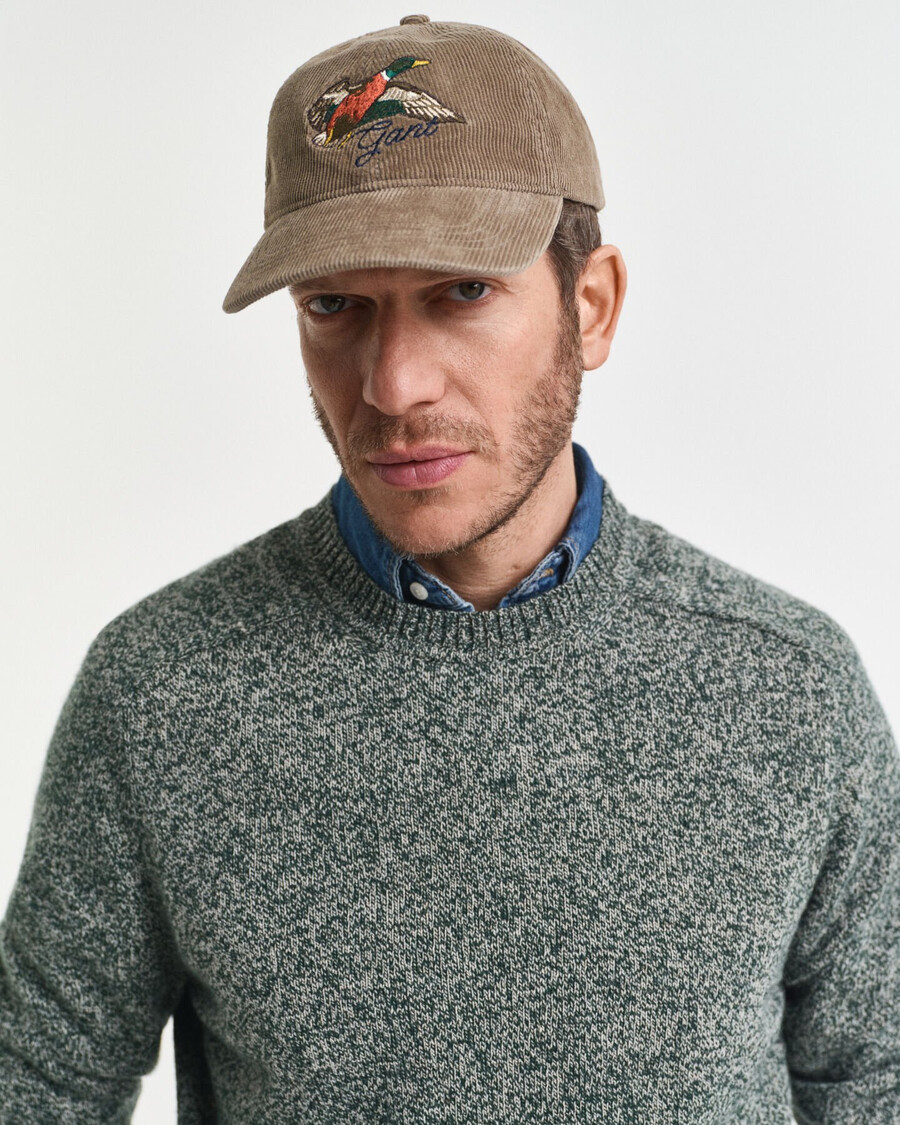 sweter mouliné z mieszanki wełny z okrągłym dekoltem – tartan green