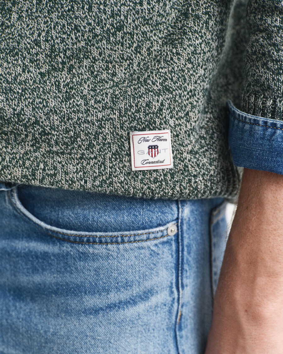 sweter mouliné z mieszanki wełny z okrągłym dekoltem – tartan green