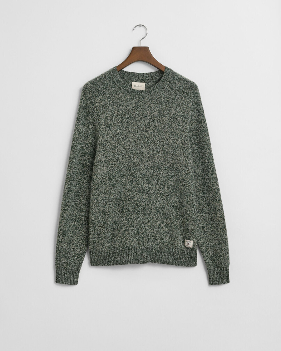 sweter mouliné z mieszanki wełny z okrągłym dekoltem – tartan green