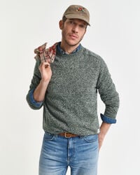 sweter mouliné z mieszanki wełny z okrągłym dekoltem – tartan green