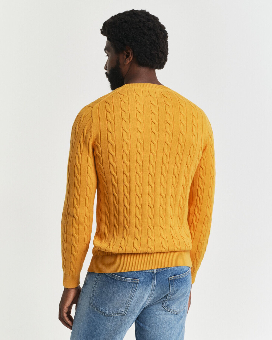 sweter z okrągłym dekoltem z dzianiny bawełnianej w kolorze yellow lichen