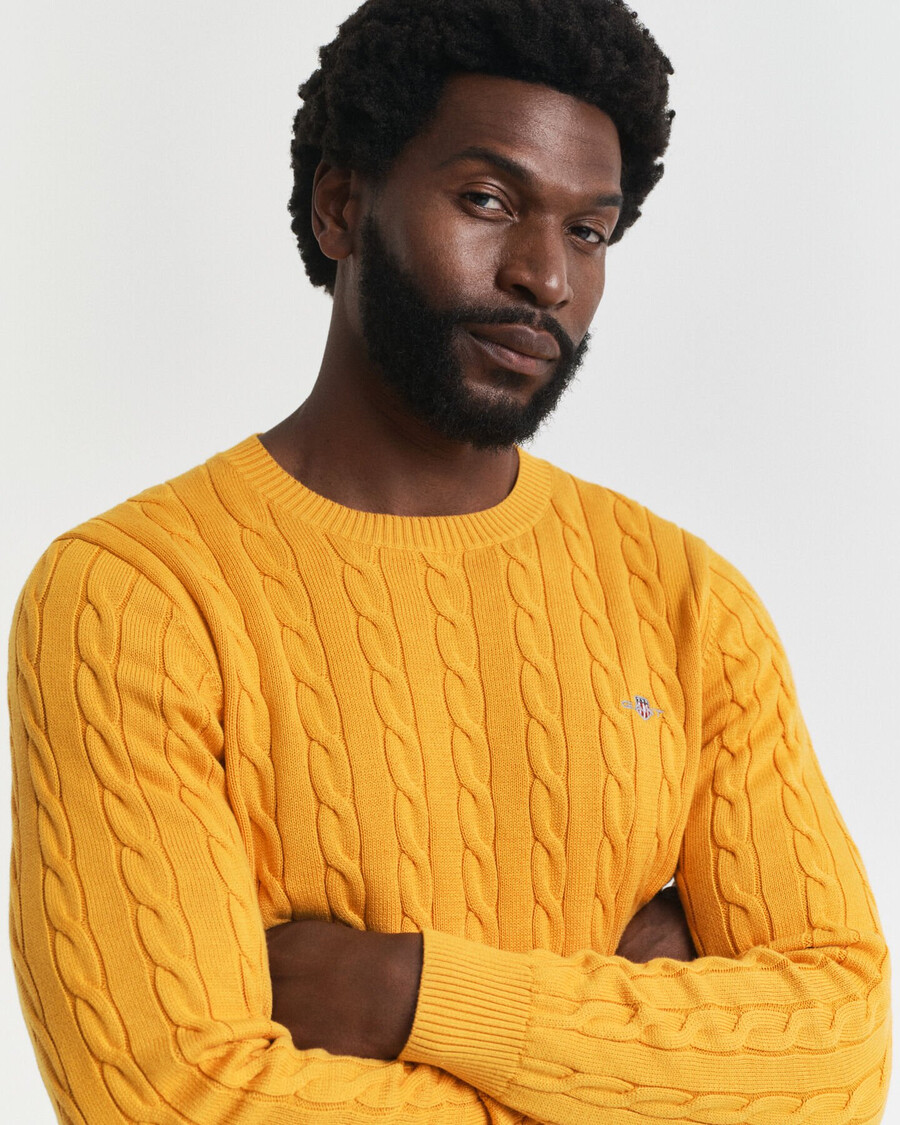 sweter z okrągłym dekoltem z dzianiny bawełnianej w kolorze yellow lichen