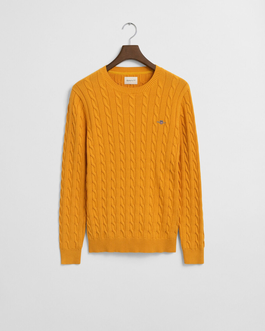 sweter z okrągłym dekoltem z dzianiny bawełnianej w kolorze yellow lichen
