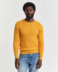 sweter z okrągłym dekoltem z dzianiny bawełnianej w kolorze yellow lichen