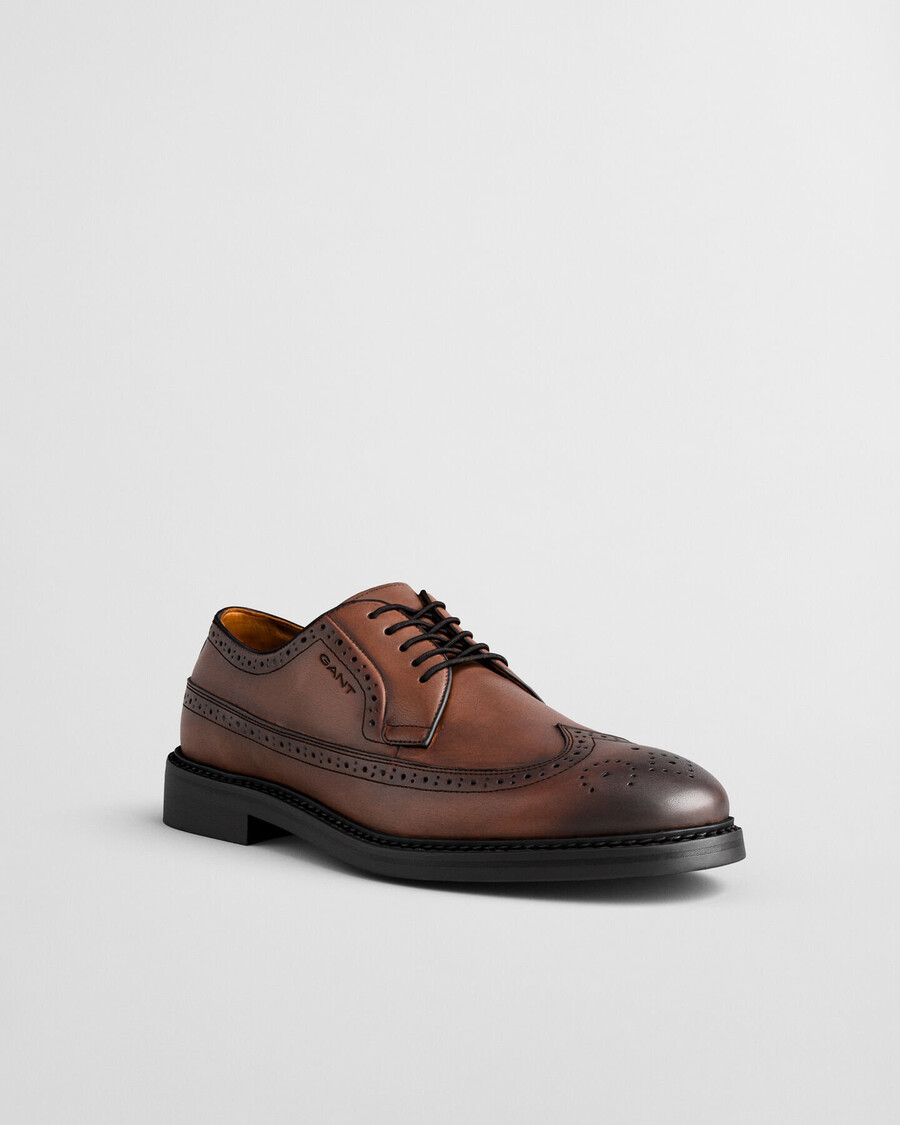 skórzane buty brogsy bidford – koniakowe