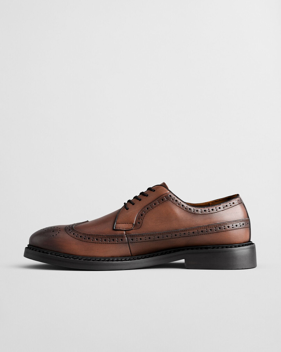 skórzane buty brogsy bidford – koniakowe