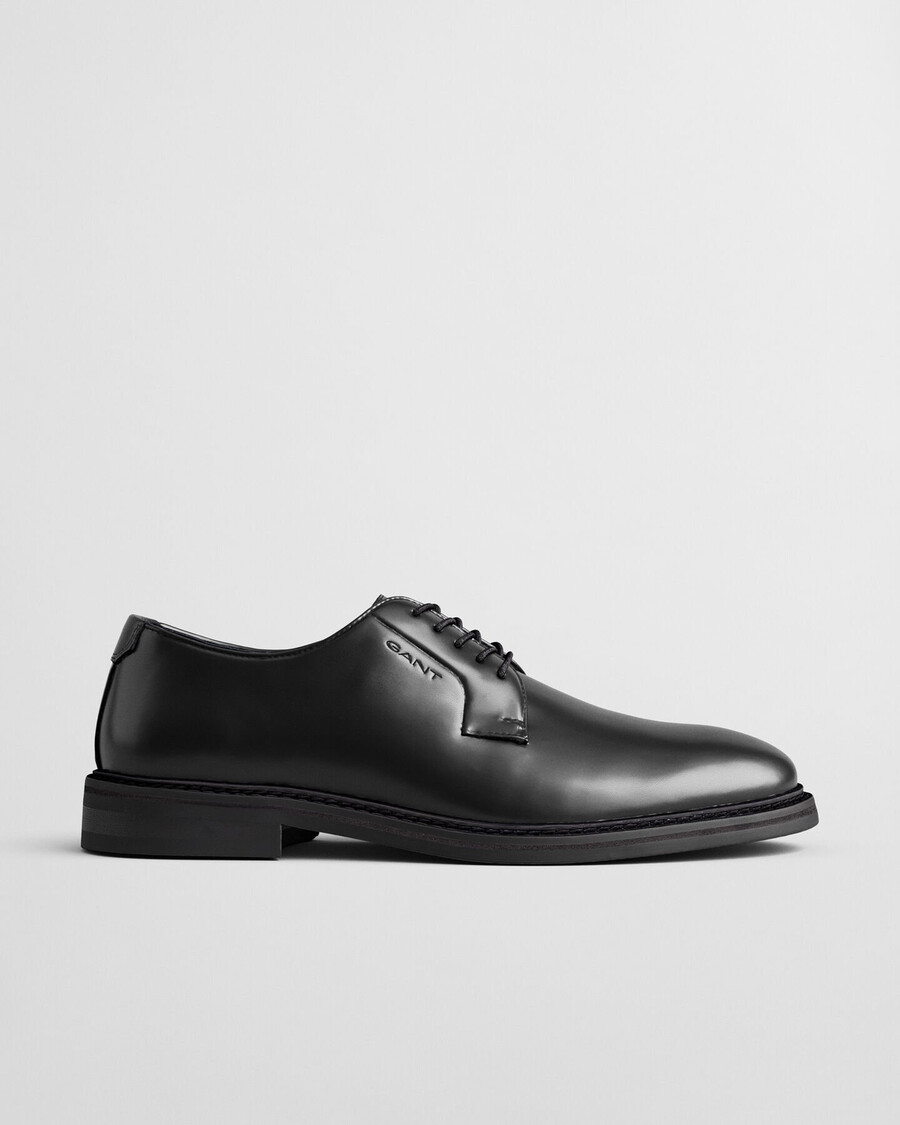 skórzane buty derby bidford – czarne