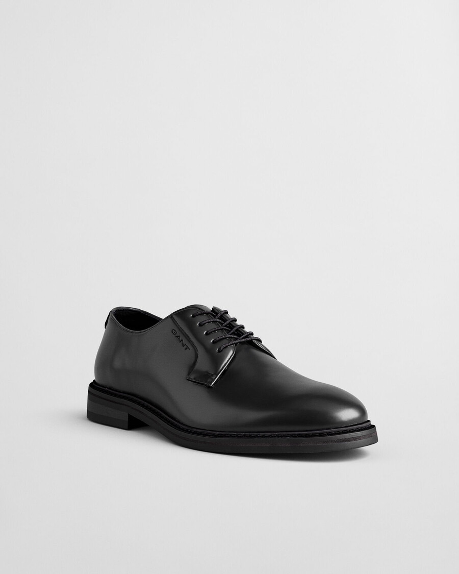 skórzane buty derby bidford – czarne