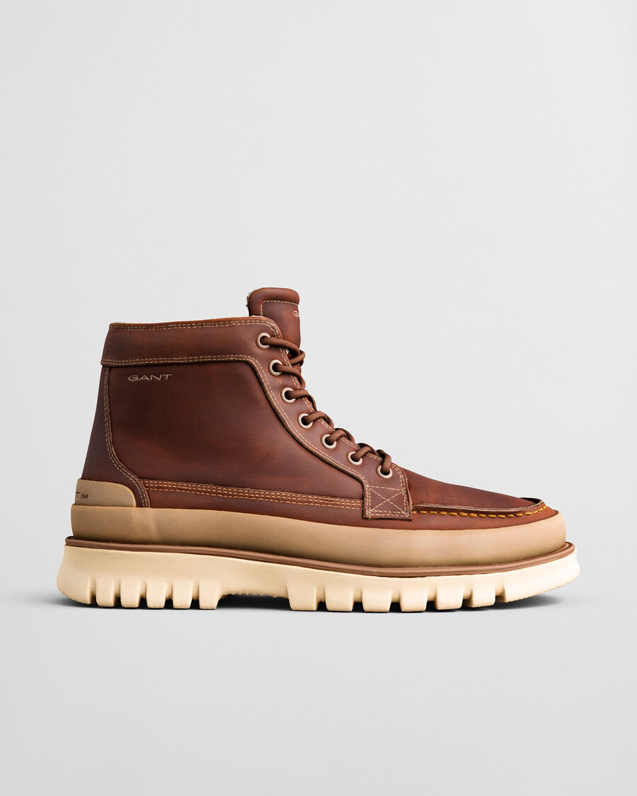skórzane buty nebrada mid w kolorze koniakowym