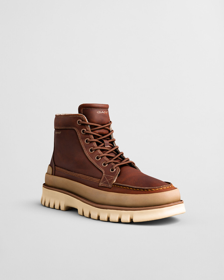 skórzane buty nebrada mid w kolorze koniakowym