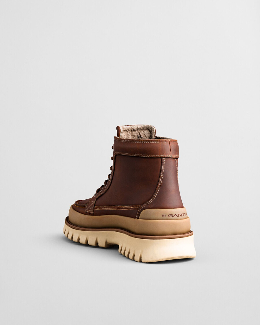 skórzane buty nebrada mid w kolorze koniakowym