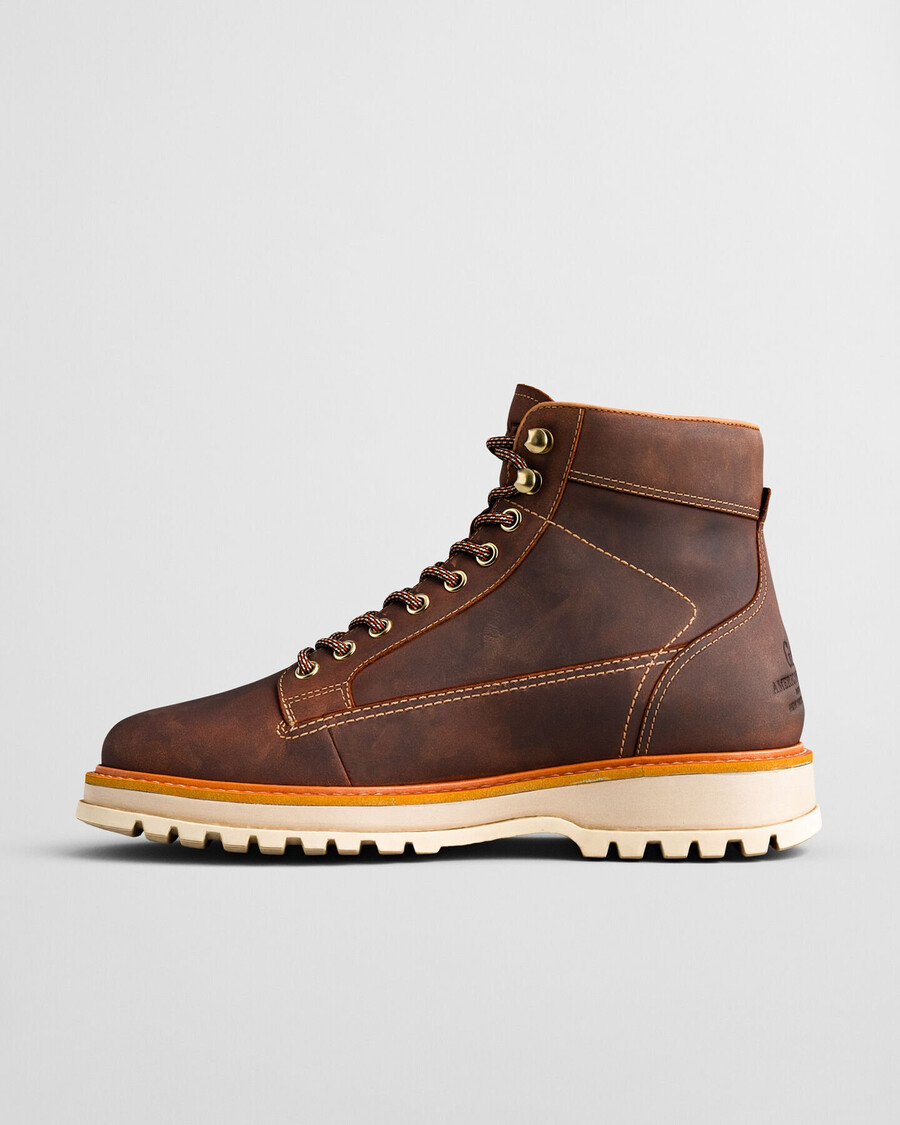 skórzane buty sznurowane clafton – whiskey brown