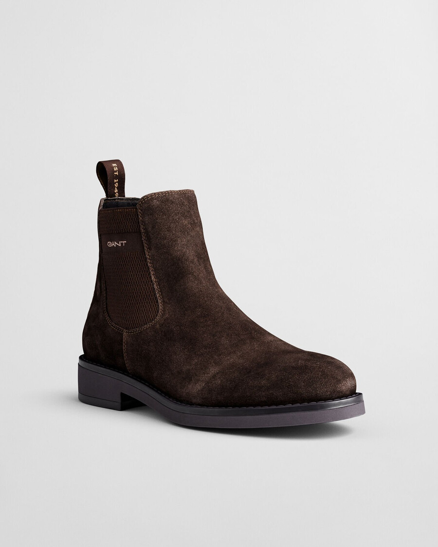 botki chelsea prepdale suede – ciemnobrązowe
