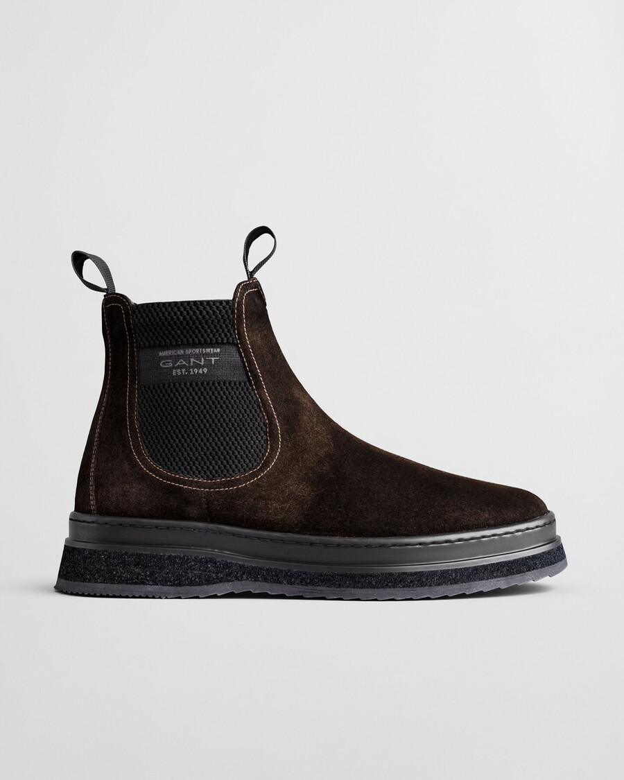 botki chelsea blistown suede – ciemnobrązowe
