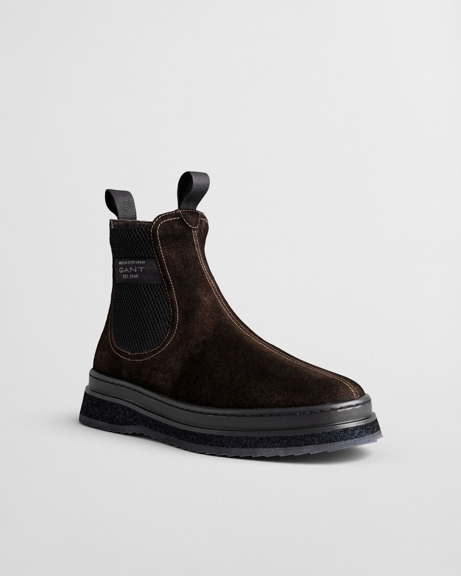 botki chelsea blistown suede – ciemnobrązowe