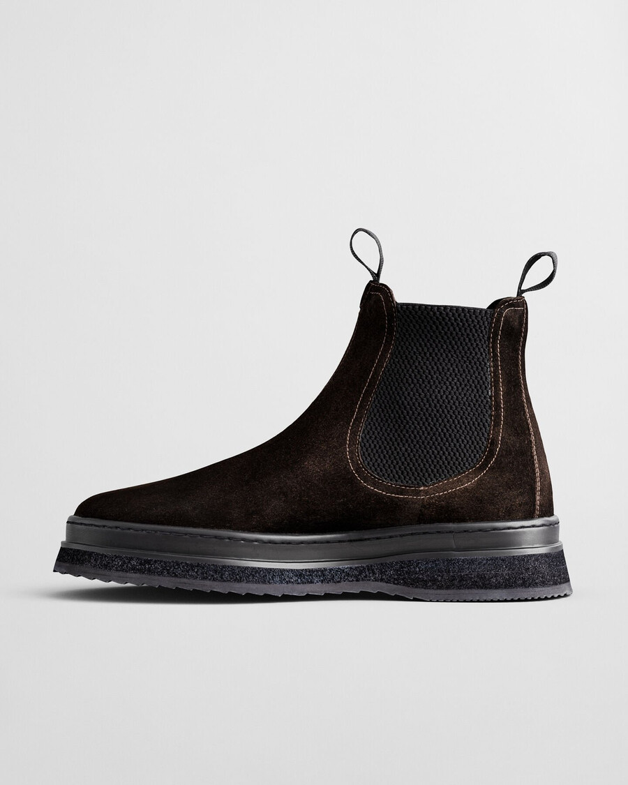 botki chelsea blistown suede – ciemnobrązowe