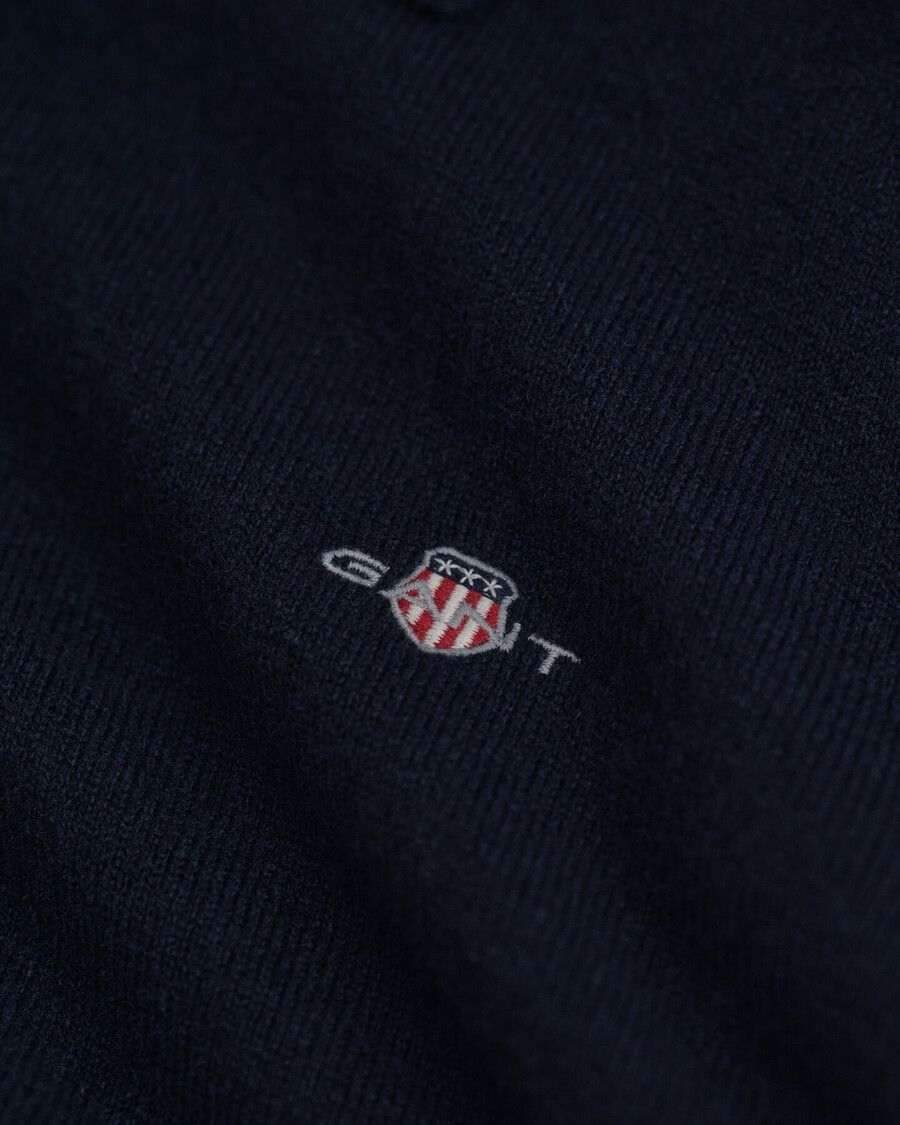 supercienki sweter polo z wełny jagnięcej – morski