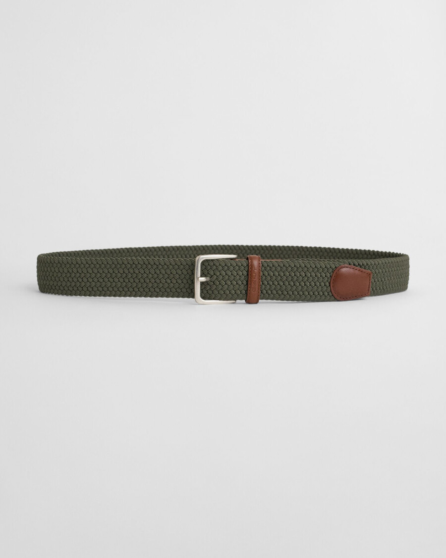 pleciony elastyczny pasek - dark sage