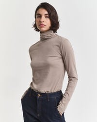 lekki bawełniany golf w kolorze taupe beżowym