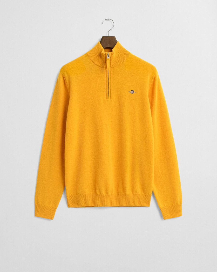 supercienki sweter z wełny jagnięcej z zamkiem błyskawicznym w kolorze yellow lichen