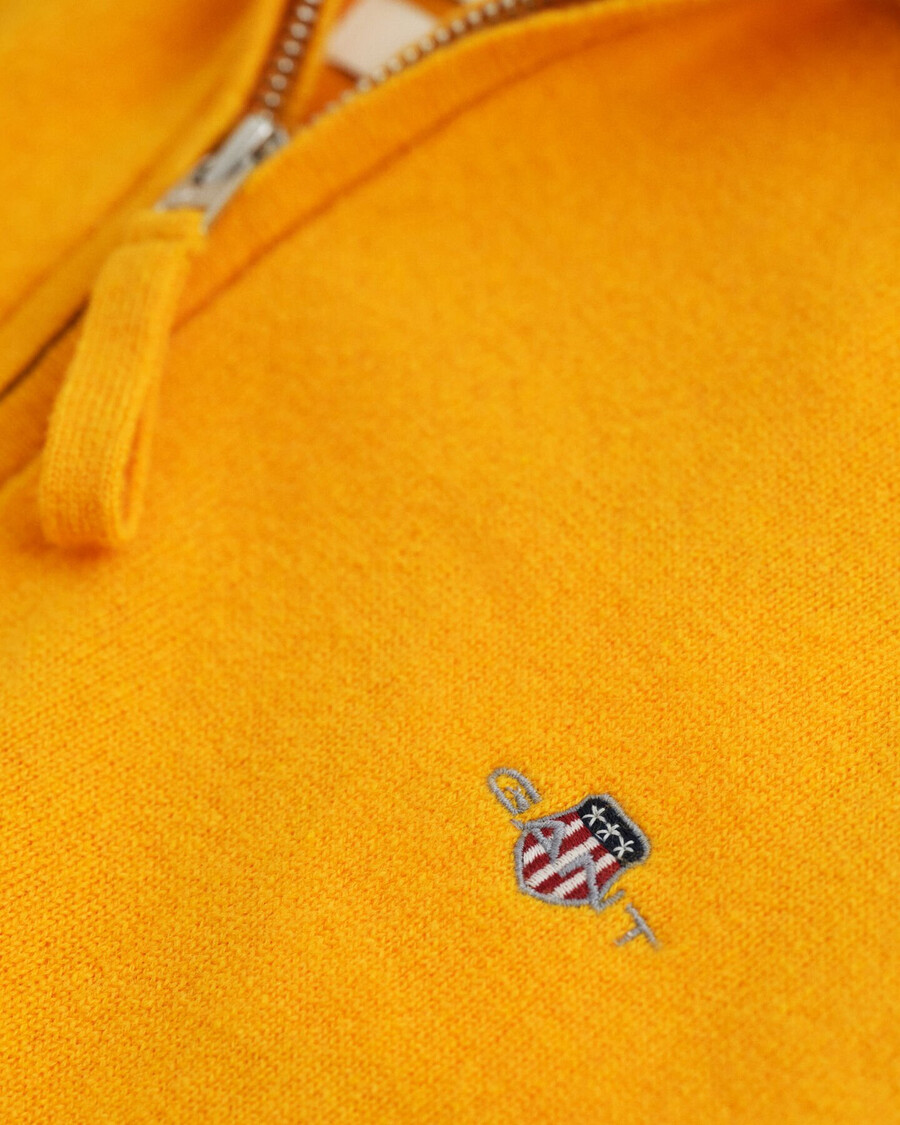 supercienki sweter z wełny jagnięcej z zamkiem błyskawicznym w kolorze yellow lichen