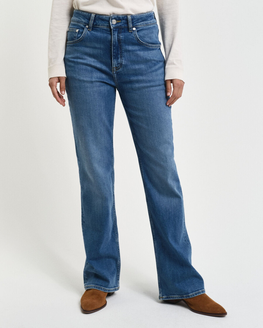 jeansy dzwony slim fit - archiwum mid blue
