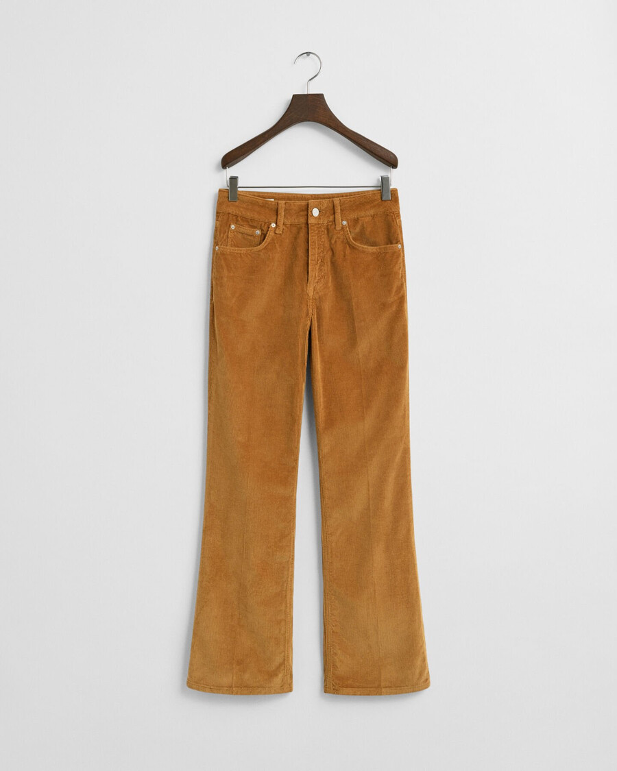 rozszerzane jeansy z sztruksu – whiskey brown