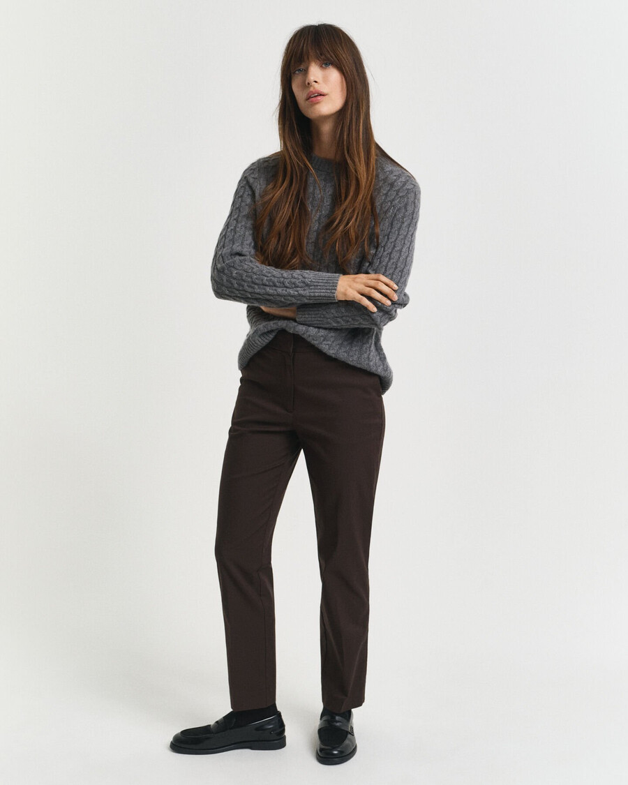 spodnie slim fit - głęboki brąz