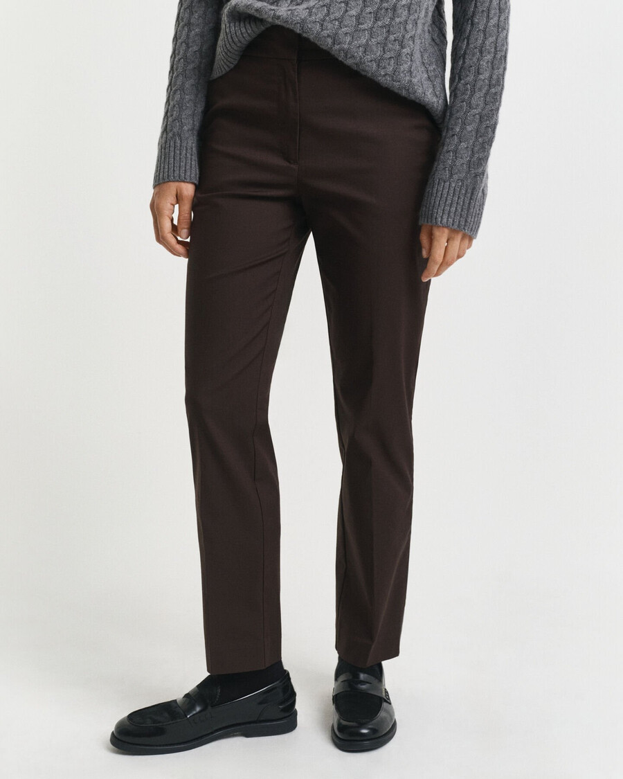 spodnie slim fit - głęboki brąz
