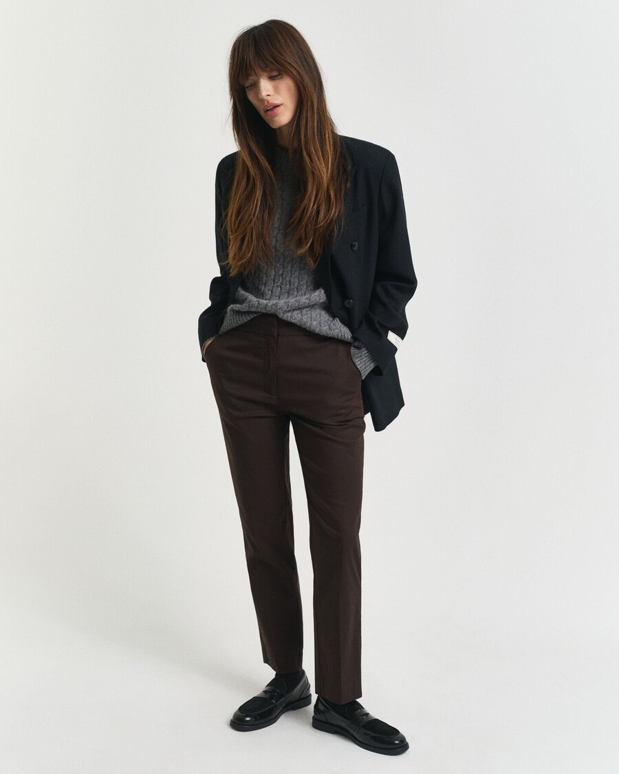 spodnie slim fit - głęboki brąz