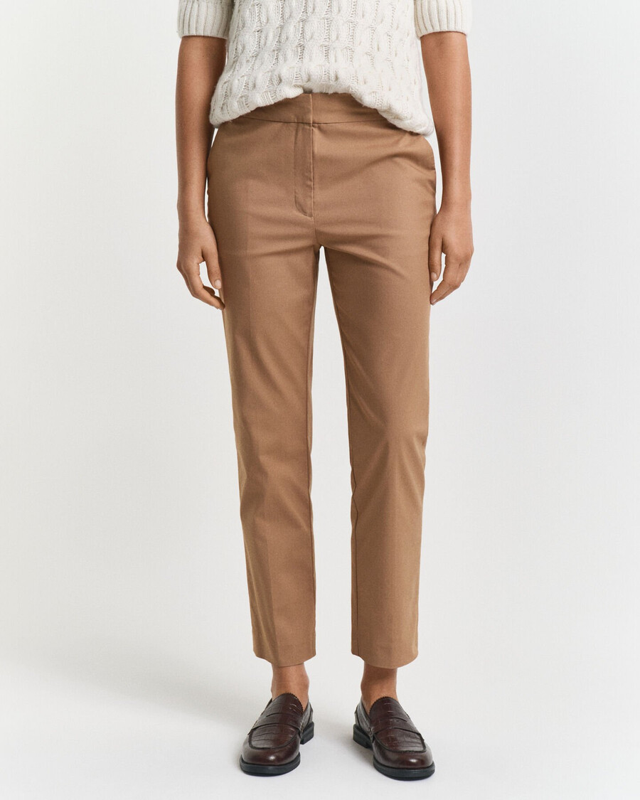 spodnie cygaretki slim - ciepłe khaki