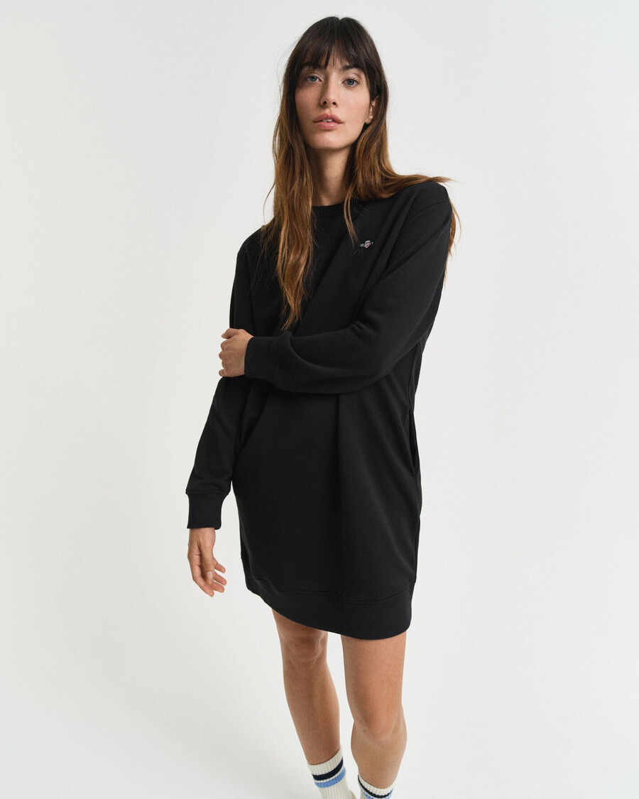 sukienka dresowa shield crew neck – czarna