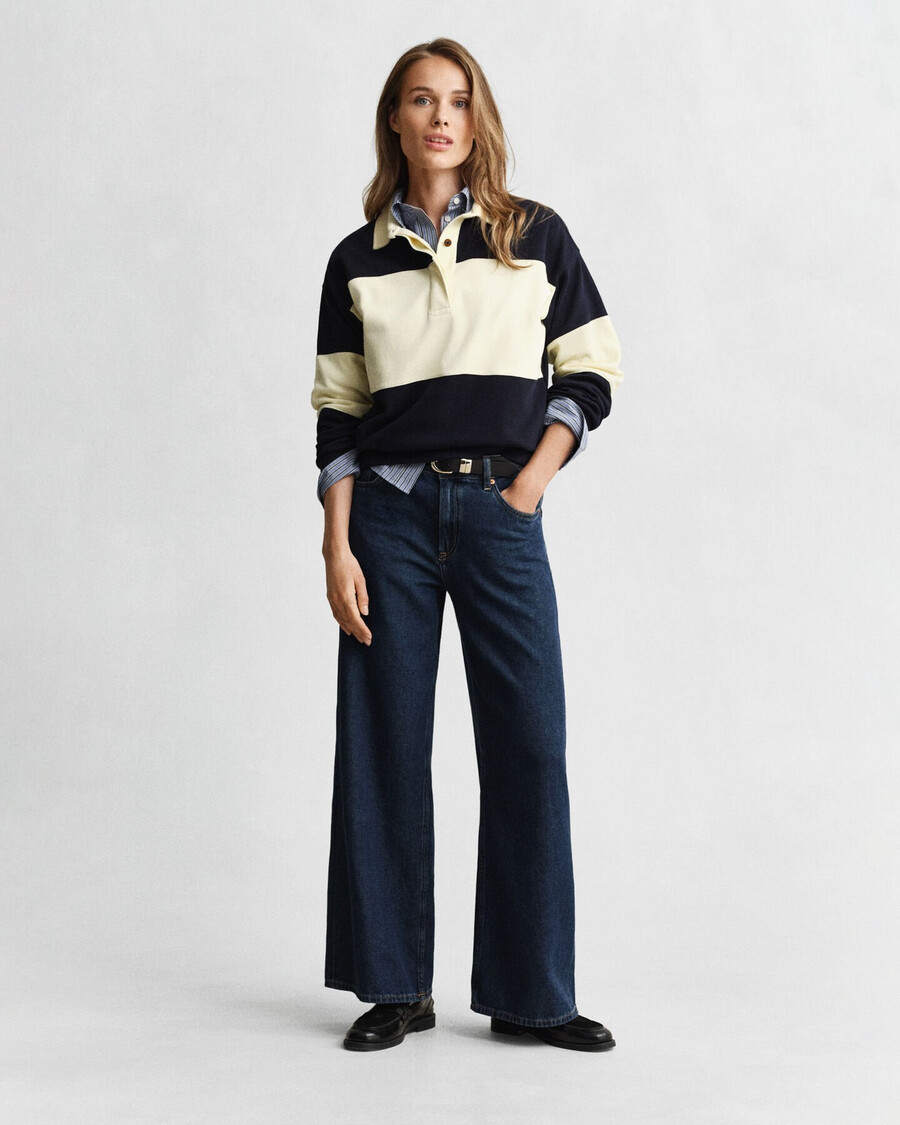piqué textured color blocked rugger - evening blue