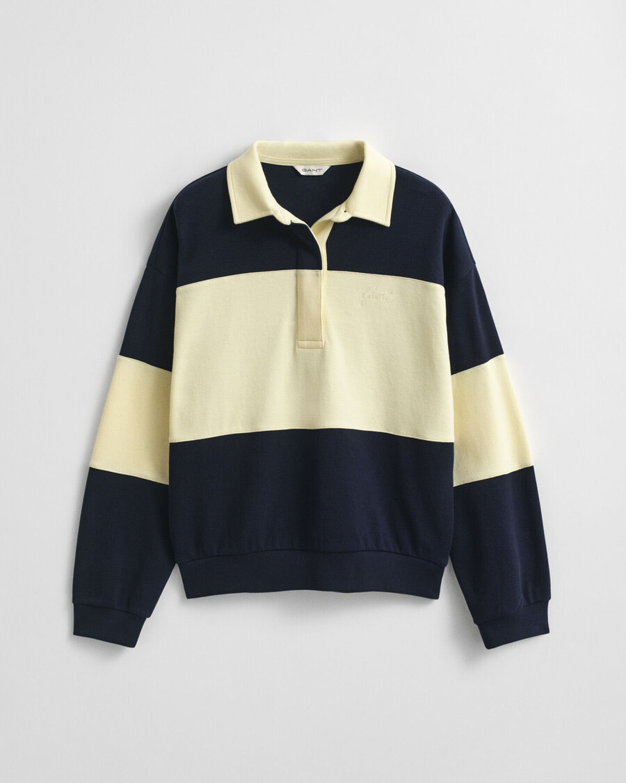 piqué textured color blocked rugger - evening blue