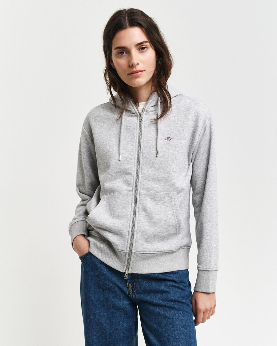 bluza z kapturem shield zip – jasnoszary melanż