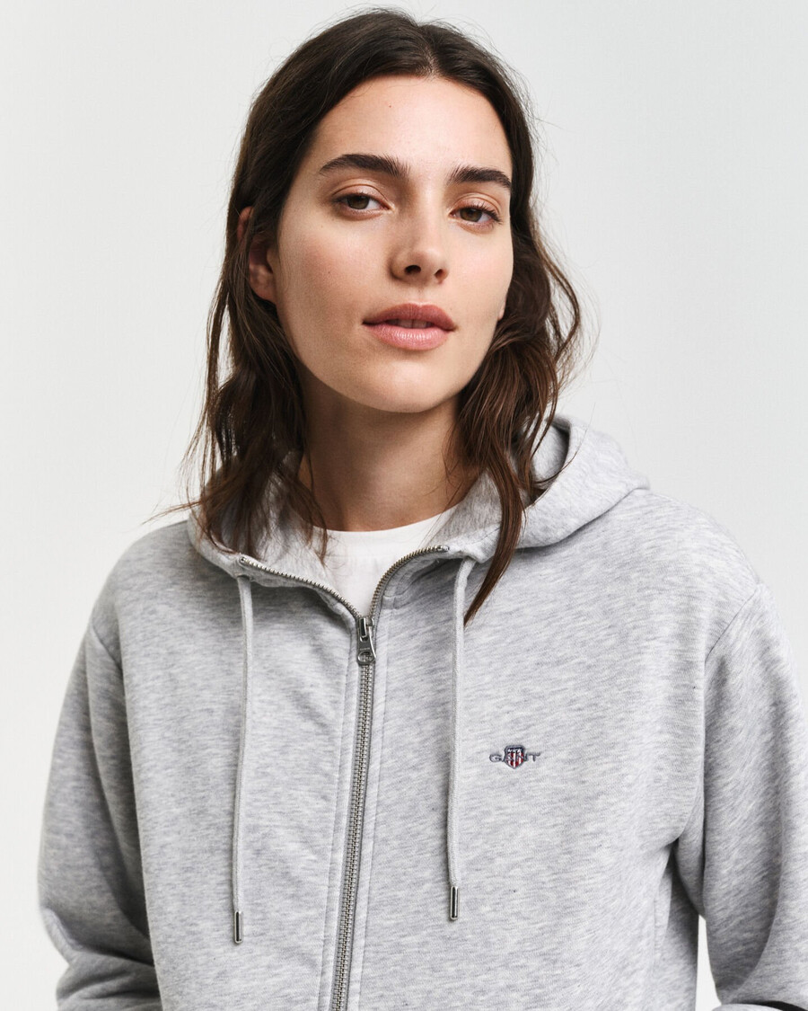 bluza z kapturem shield zip – jasnoszary melanż