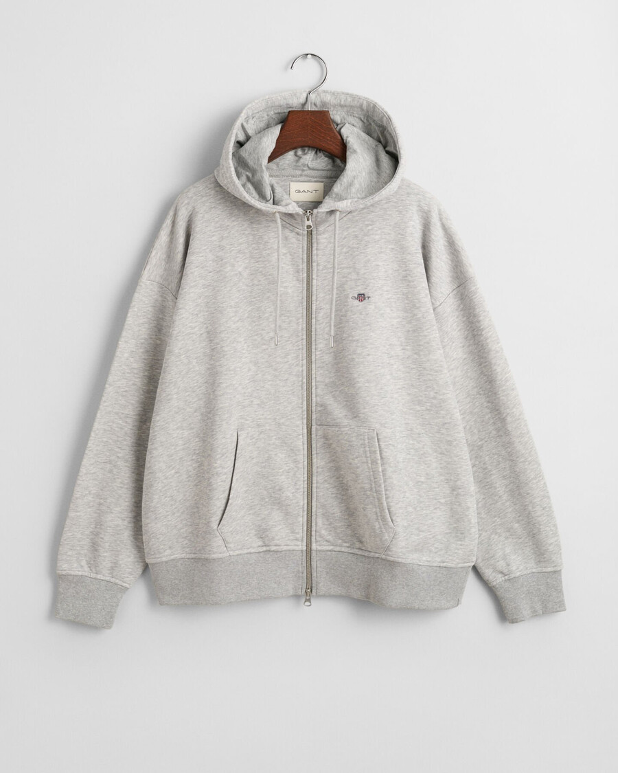 bluza z kapturem shield zip – jasnoszary melanż