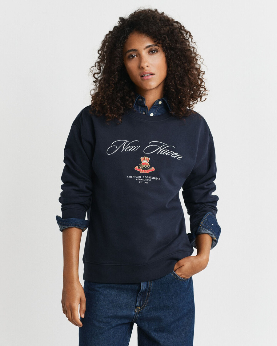 bluza z okrągłym dekoltem crest graphic – wieczorowy błękit