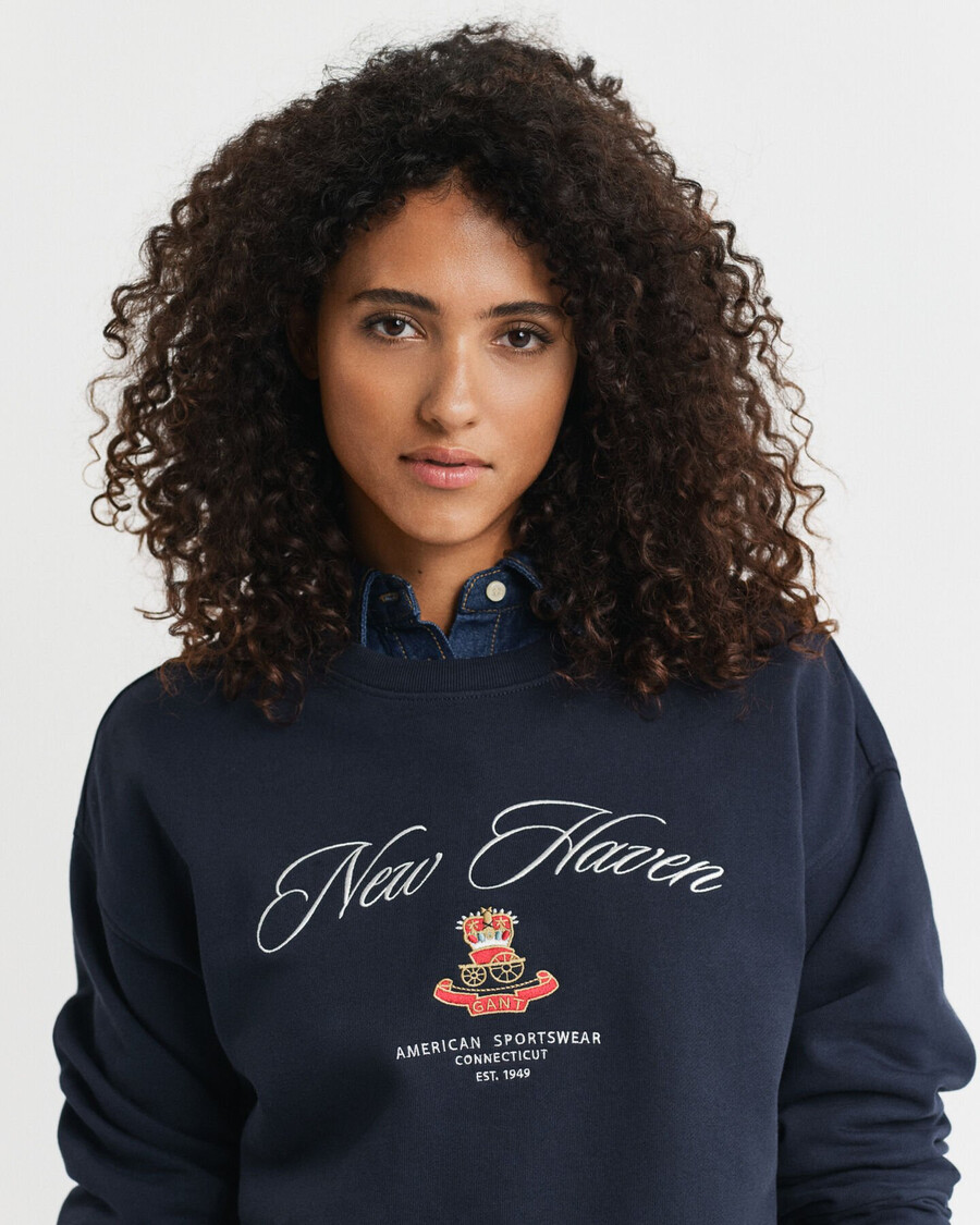 bluza z okrągłym dekoltem crest graphic – wieczorowy błękit