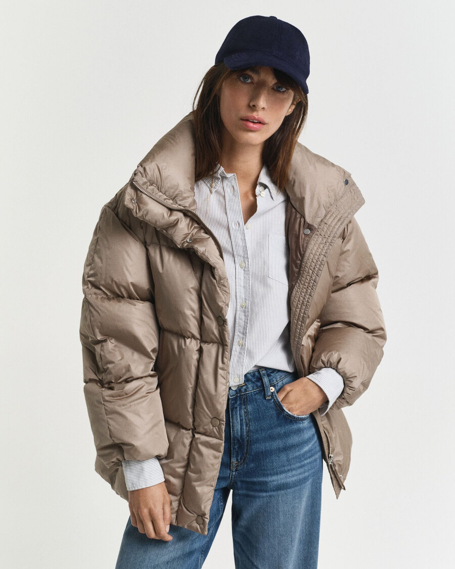 kurtka puchowa relaxed fit - taupe beige
