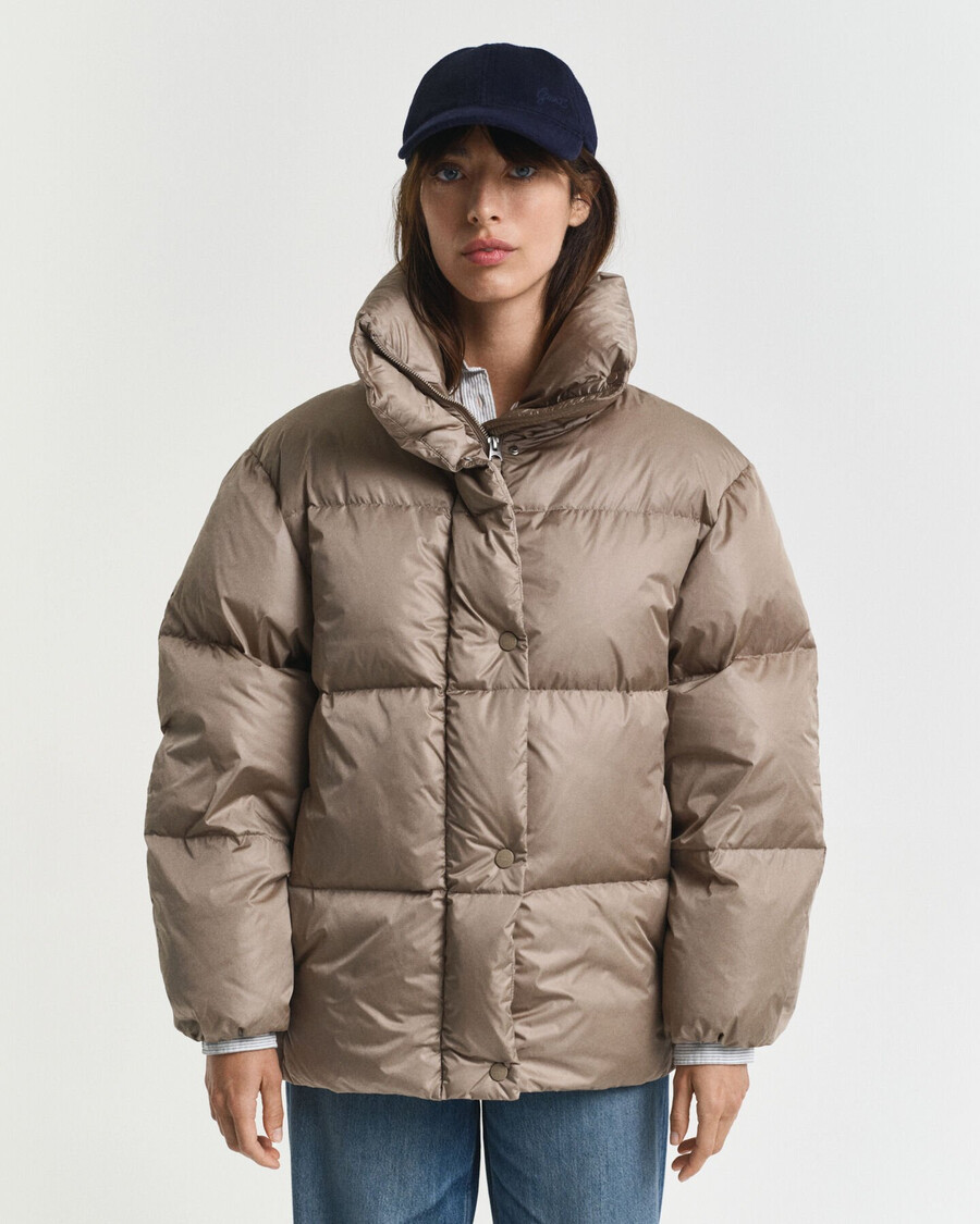 kurtka puchowa relaxed fit - taupe beige