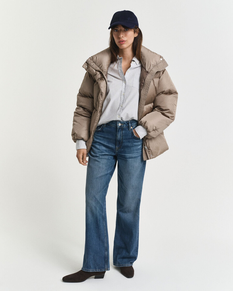 kurtka puchowa relaxed fit - taupe beige