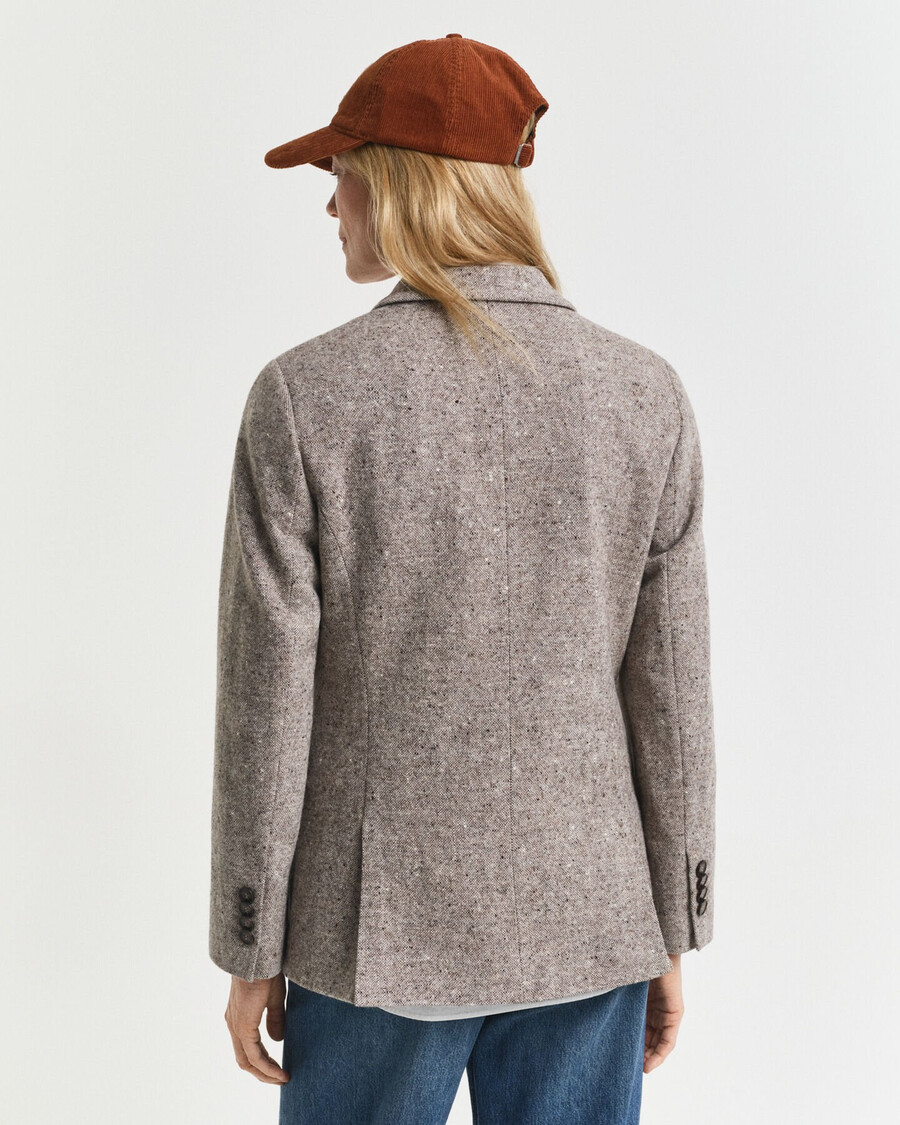 marynarka z wełny teksturowanej o regularnym kroju – głęboki brąz