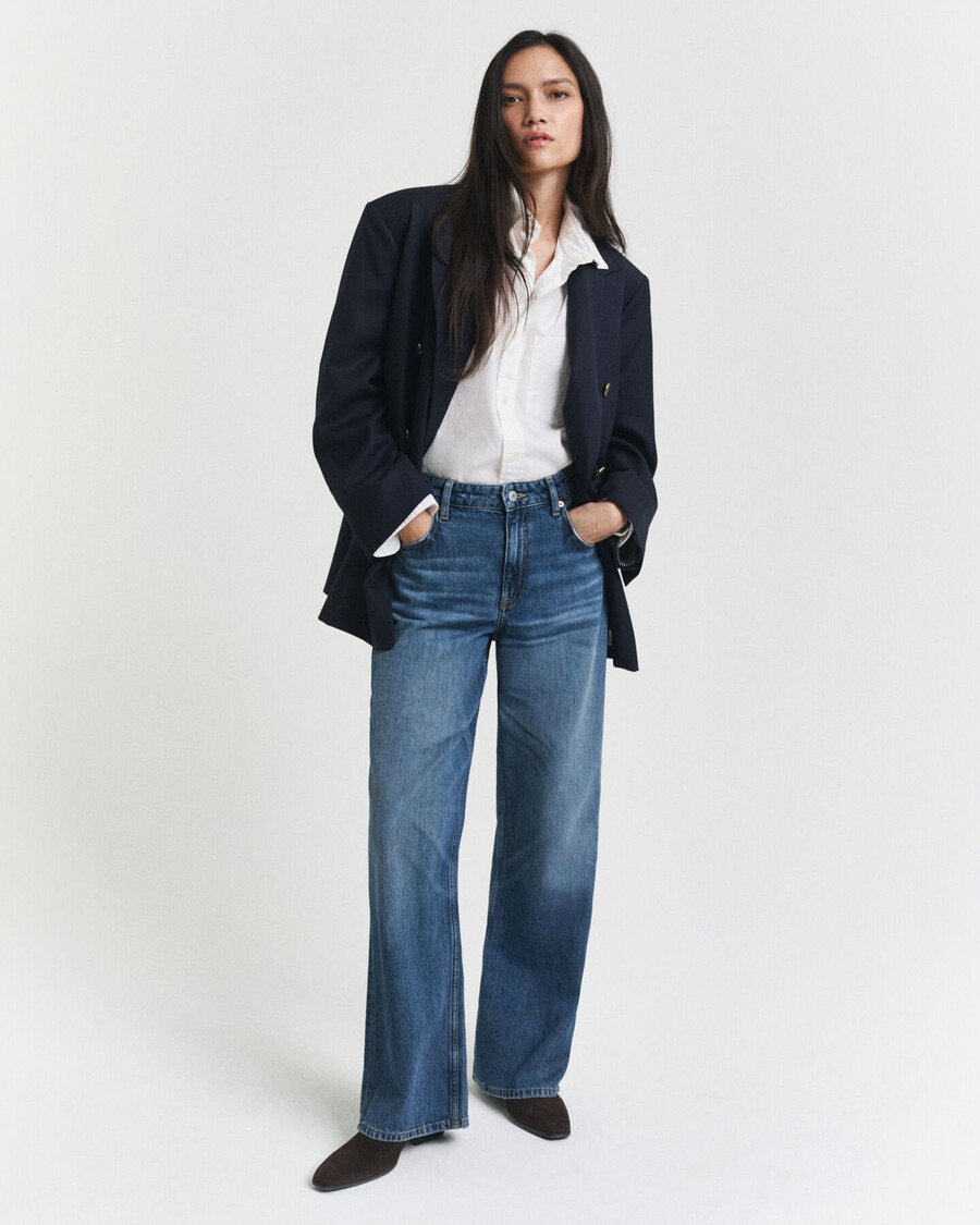 luźna wełniana marynarka hopsack w stylu oversize – marynarska