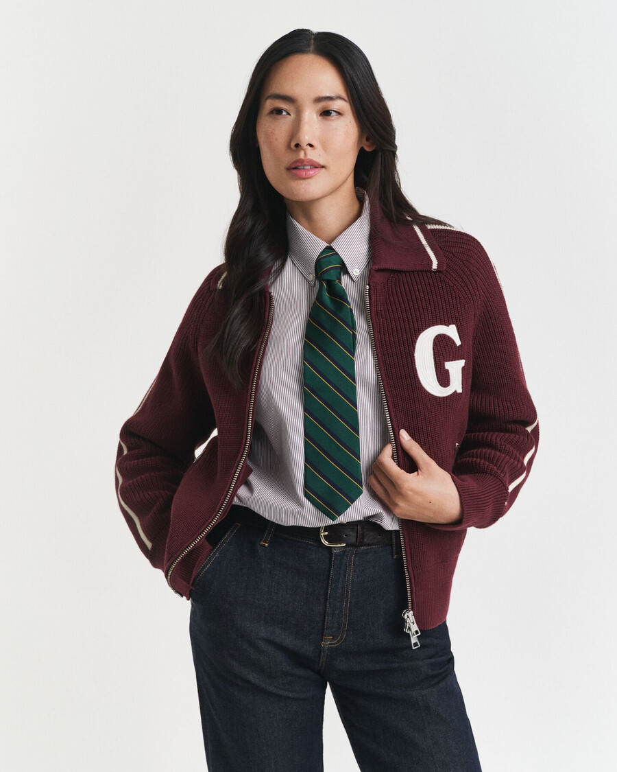 kardigan varsity zip w kolorze Śliwkowego wina