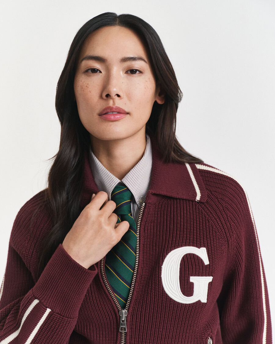 kardigan varsity zip w kolorze Śliwkowego wina