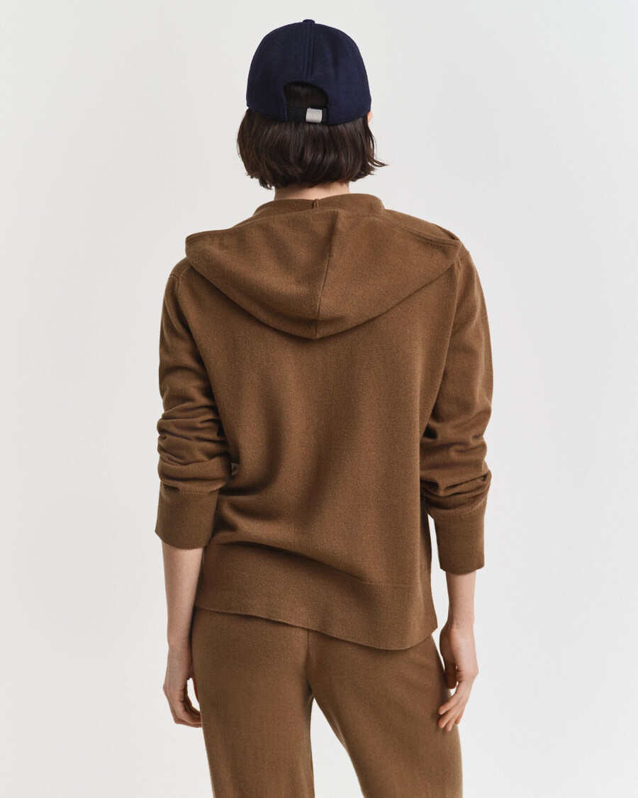 bluza z kapturem superfine lambswool zip – ciepła khaki
