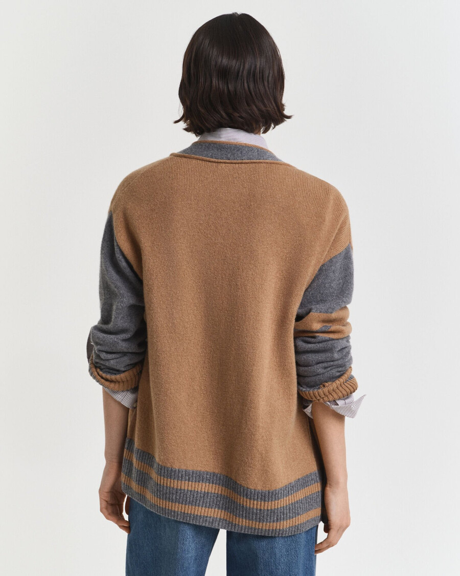 kardigan varsity vneck - whiskey brown