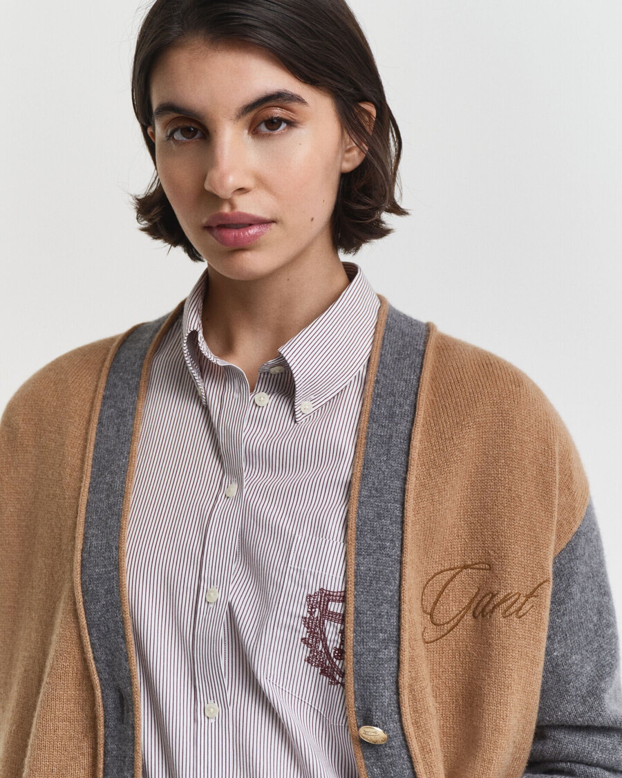 kardigan varsity vneck - whiskey brown