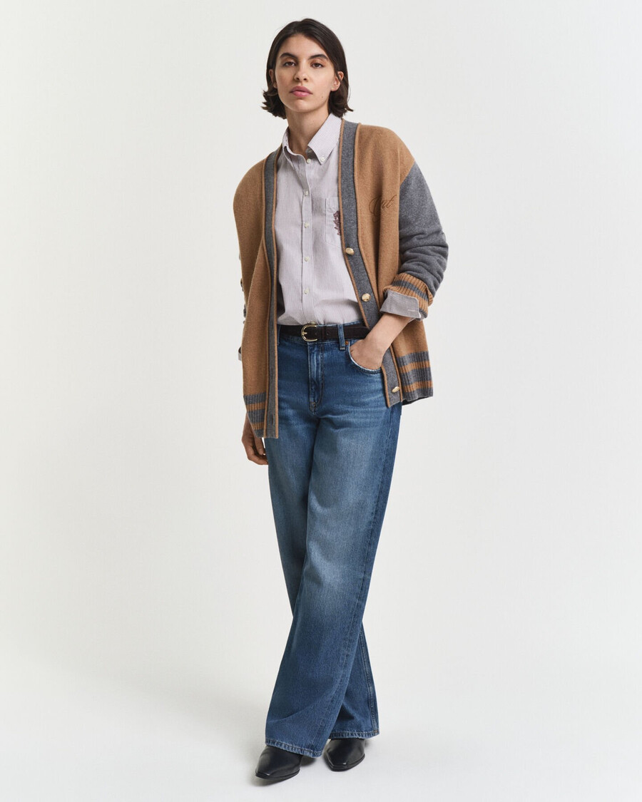 kardigan varsity vneck - whiskey brown